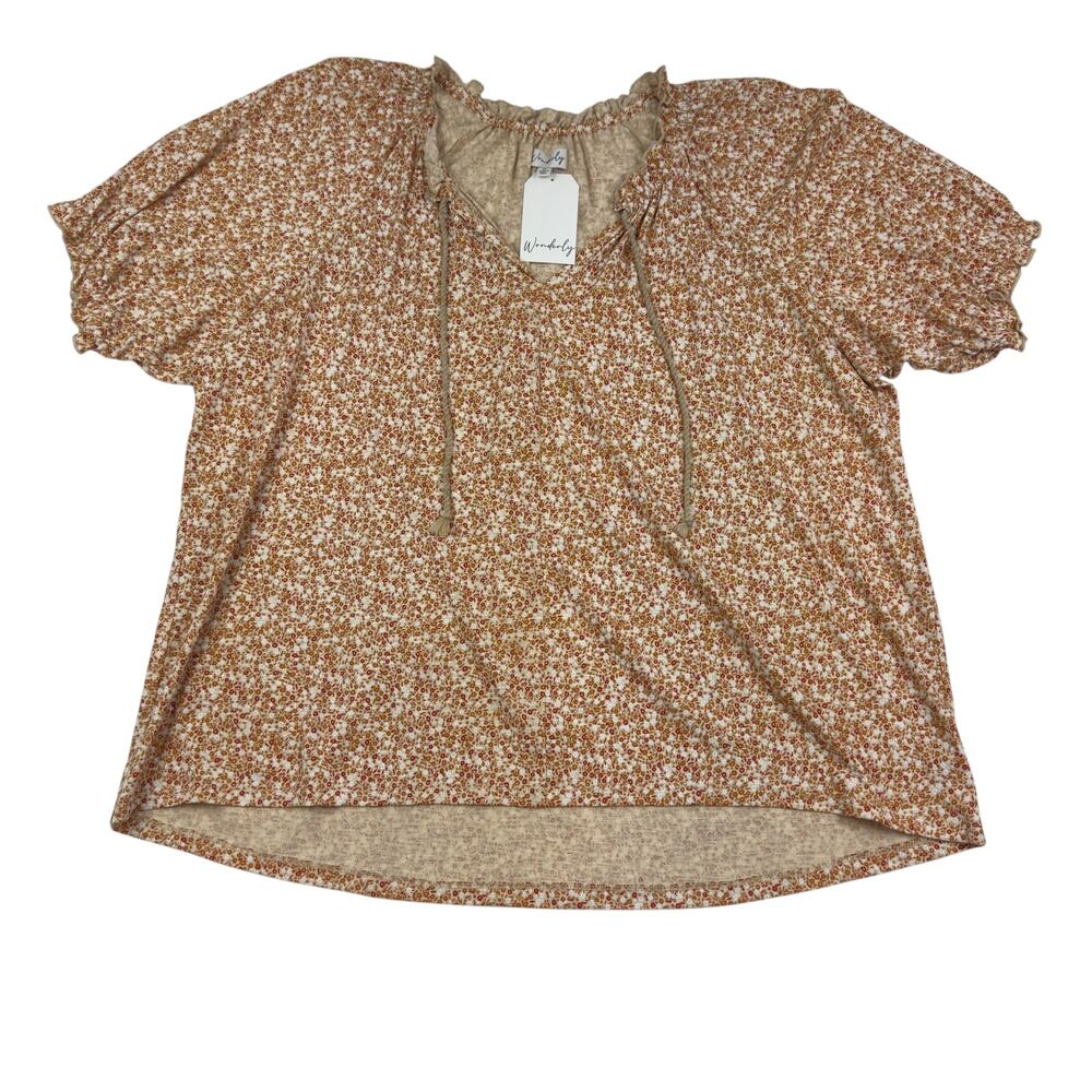 Wonderly Boho Hippie Prairie Peasant Short Sleeve Blouse Women's Size 1X